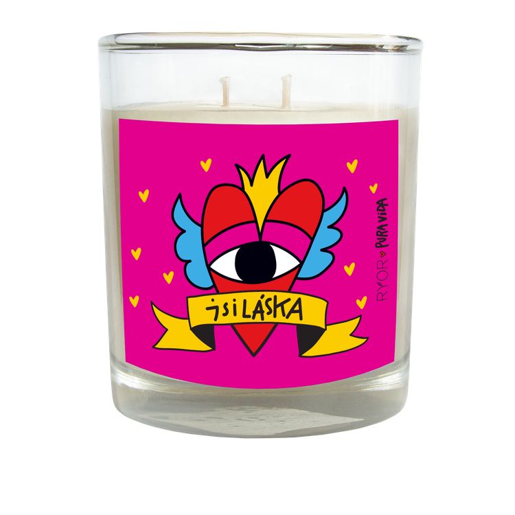 PuraVida svíčka s vůní čistého prádla JSI LÁSKA